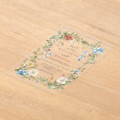 Romantische Wildflower Boho Waterverf bruiloft Acryl Uitnodigingen (Laagn)