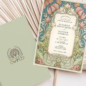 Romantische William Morris bruiloft uitnodiging