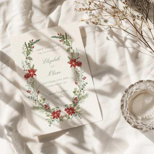 Romantische winter bloemenbruiloft save the date