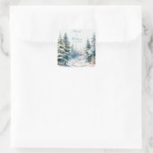 Romantische winter bos bruiloft  vierkante sticker (Tas)