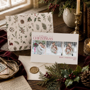 Romantische Winter Botanische Net Getrouwde Kerst Feestdagenkaart