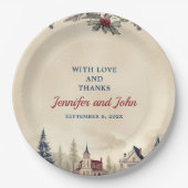 Romantische winter bruiloft papieren bordje (Voorkant)