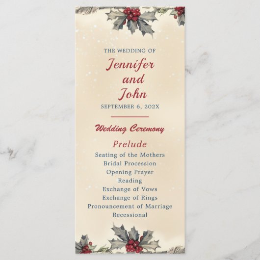 Romantische winter bruiloft programma (Voorkant)