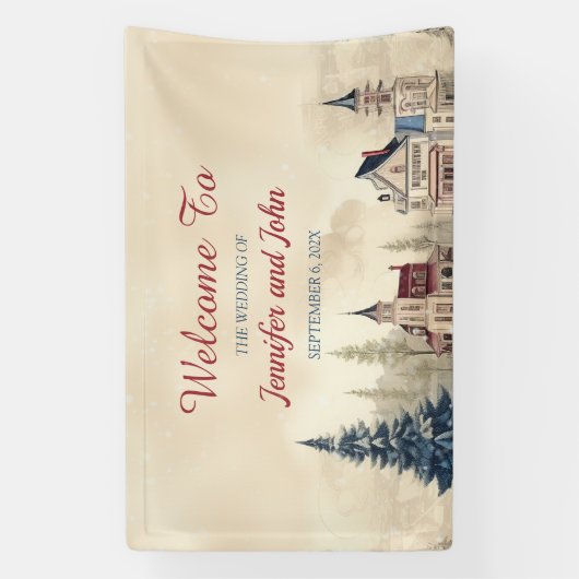 Romantische winter bruiloft spandoek (Verticaal)