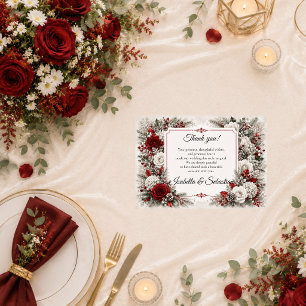 Romantische Winterbes Elegantie Bruiloft Bedankkaart