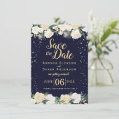 Romantische winterfoto save the date (Staand voorkant)