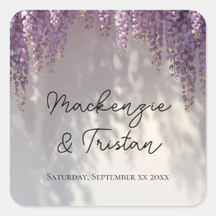 Romantische Wisteria Bruiloft Vierkante Sticker