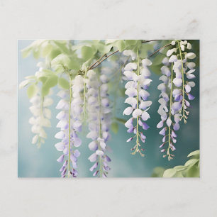 Romantische Wisteria Vine Waterverf op Dusty Blue Briefkaart