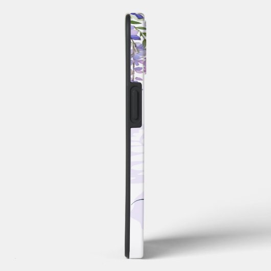 Romantische Wisteria Vlinder Monogram Script naam Case-Mate iPhone Case (Achterkant / Rechts)