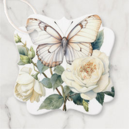 Romantische witte bloemen dank u gunst tags bedankjes labels