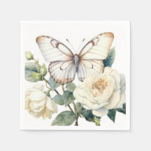 Romantische witte bloemen en vlinder