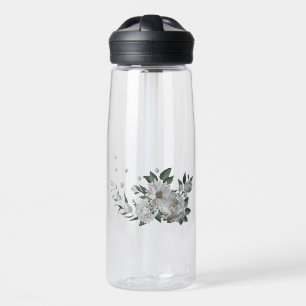 romantische witte bloemen groen waterfles
