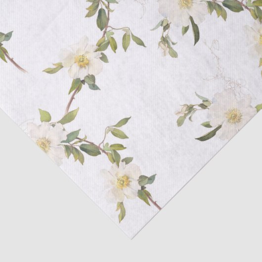 Romantische witte bloemenbruiloft tissuepapier (Detail)