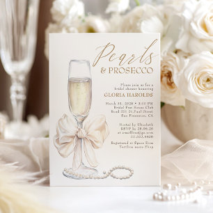 Romantische witte boeg parels & Prosecco Vrijgezel Kaart