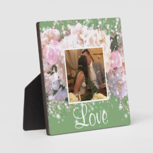 Romantische witte brandkranen, roze rozen fotoplaat