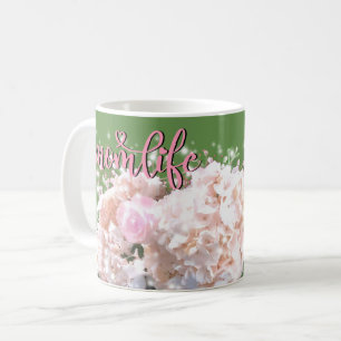 Romantische witte brandkranen roze rozen #momlife koffiemok