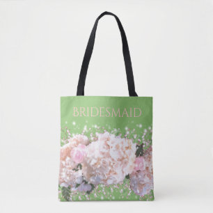 Romantische witte brandkranen, roze witte bloemen draagtas