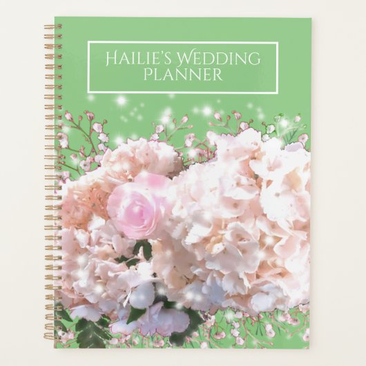 Romantische witte brandkranen, roze witte bloemen planner (Voorkant)