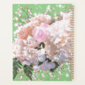Romantische witte brandkranen, roze witte bloemen planner (Achterkant)