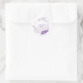 romantische witte en paarse bruiloft ronde sticker (Tas)
