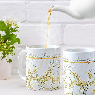 Romantische witte gouden en gele bloemen citaat koffiemok