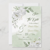 Romantische witte griesbloem save the date (Voorkant)