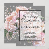 Romantische witte & grijze kanten hortensia's roze kaart (Voorkant / Achterkant)