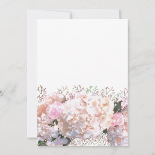 Romantische witte hortensia's roze rozen vrijgezel kaart (Achterkant)