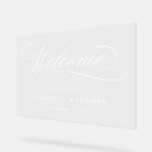 Romantische witte kalligrafie bruiloft welkom acryl bord (Hoek)