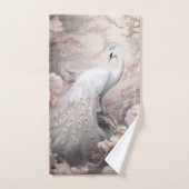 Romantische witte pauw en blos roze bloemen bad handdoek (Handdoek)