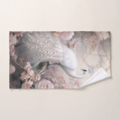 Romantische witte pauw en blos roze bloemen bad handdoek (Handdoek)