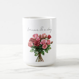 Romantische witte rode roze rozen bloemenbruiloft koffiemok