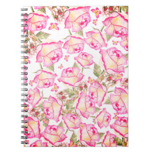 Romantische witte roze gele zomer roos bloemmotief notitieboek