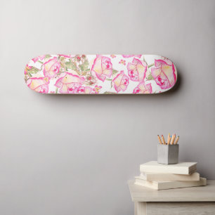 Romantische witte roze gele zomerroos bloemmotief skateboard