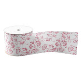 Romantische witte roze glitter bloemenbruiloft grosgrain lint (Spoel)