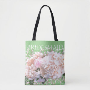 Romantische witte roze hortensia's, roze witte blo draagtas