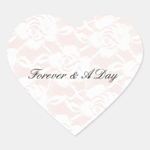 Romantische witte rozen blush roze bruiloft hart sticker