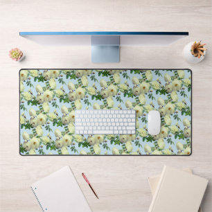 Romantische witte rozen bureaumat