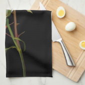 Romantische witte rozen Elegant Floral Glam Black Theedoek (Quarter Fold)