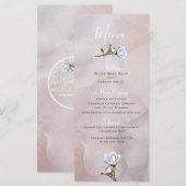 Romantische Witte Rozen Elegant Glam Trouwmenu Menu (Voorkant / Achterkant)