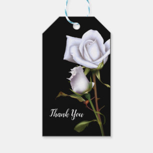 Romantische Witte Rozen Elegant Trouwgeschenk Zwar Cadeaulabel