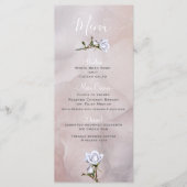 Romantische Witte Rozen Elegante Glam Wedding Menu (Voorkant)