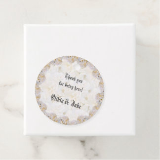 Romantische witte rozen gastfavoriet bedankjes labels