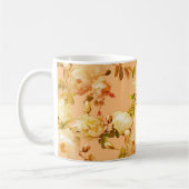 Romantische witte rozen op oranje achtergrond koffiemok (Links)