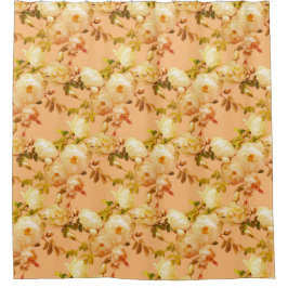 Romantische witte rozen op sinaasappel douchegordijn