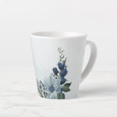 romantische witte stoffige en marineblauwe bloemen latte mok (Rechterhoek)