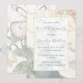 Romantische witte vlinders Verjaardag Uitnodiging (Voorkant / Achterkant)