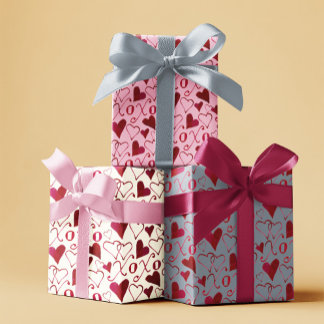 Romantische XXOO Kalligrafie Harten Valentijnsdag Inpakpapier Vel