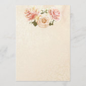 Romantische zachroze rozen Elegante bruiloft Kaart (Achterkant)