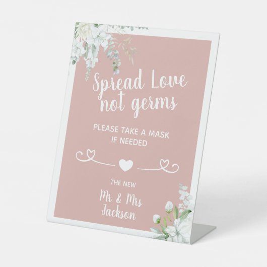 Romantische zachte bloemen bruiloft met veiligheid reclamebord met voetstuk (Voorkant)